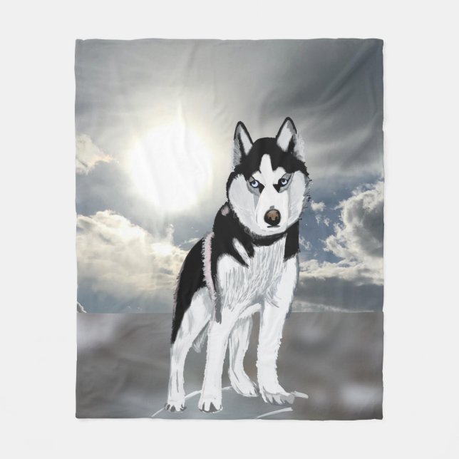 Siberian Husky Fleece Blanket (Front)
