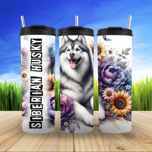 Siberian Husky Floral Fantasy Thermal Tumbler