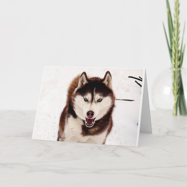 Siberian Husky Foldable Greeting Card  (Front)