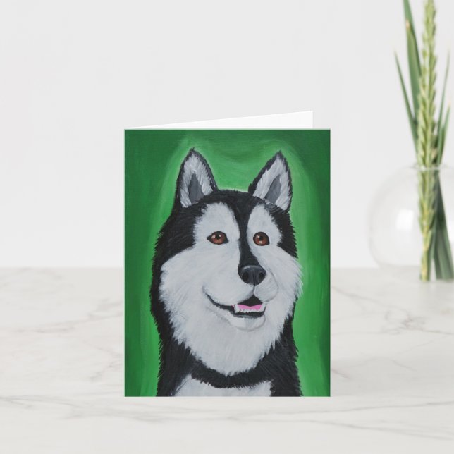 Siberian Husky Folded Greeting Card (Front)