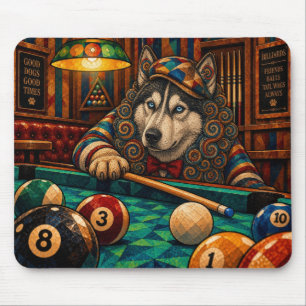 Siberian Husky, Geometric Mosaic Mouse Pad