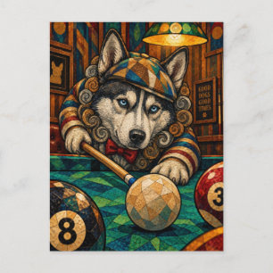 Siberian Husky, Geometric Mosaic Postcard