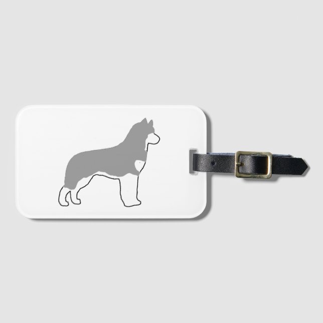 siberian husky grey and white silo luggage tag (Front Horizontal)