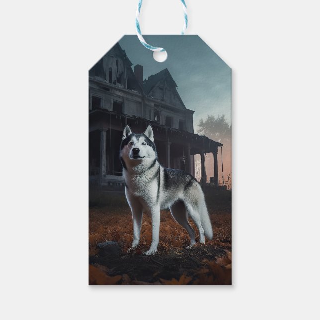 Siberian Husky Halloween Scary  Gift Tags (Front)