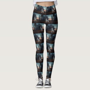 Siberian Husky Halloween Scary  Leggings