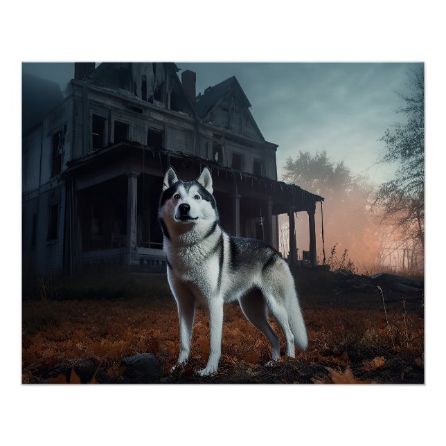 Siberian Husky Halloween Scary  Poster (Front)