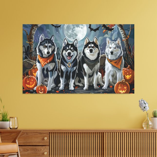 Siberian Husky Halloween Spooky  Canvas Print (Insitu(LivingRoom))