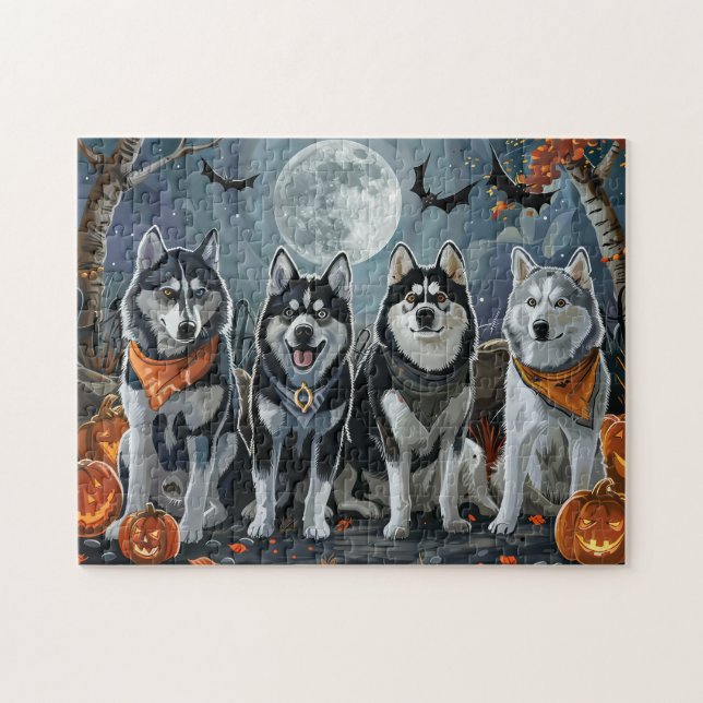 Siberian Husky Halloween Spooky  Jigsaw Puzzle (Horizontal)