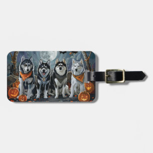 Siberian Husky Halloween Spooky Luggage Tag