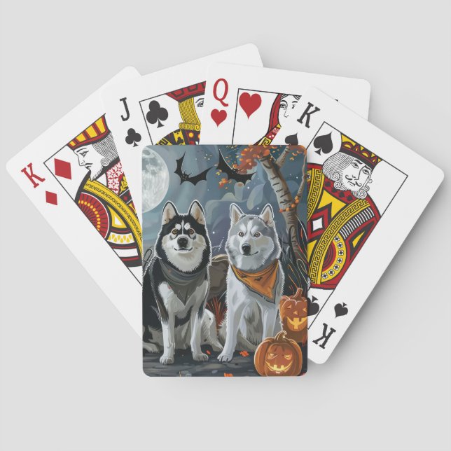 Siberian Husky Halloween Spooky  Playing Cards (Back)