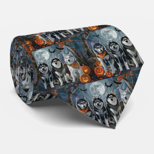 Siberian Husky Halloween Spooky Tie
