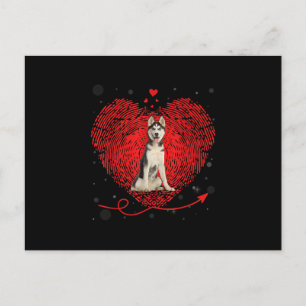 Siberian Husky Heart Love   Funny Valentine Gift Postcard