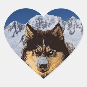 Siberian Husky Heart Sticker