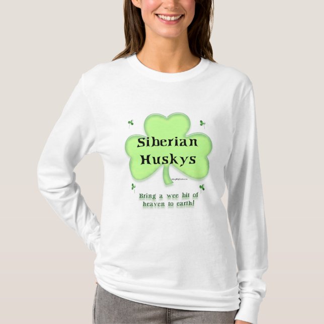 Siberian Husky Heaven; Husky St. Patrick's day T-Shirt (Front)