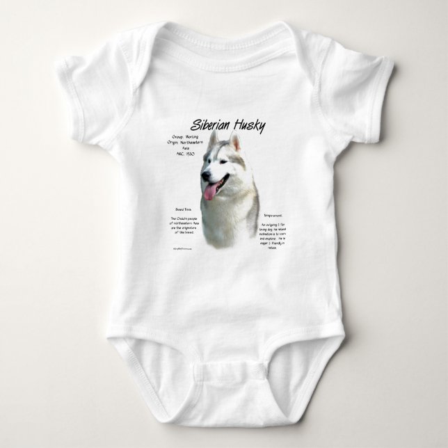 Siberian Husky History Design Baby Bodysuit (Front)