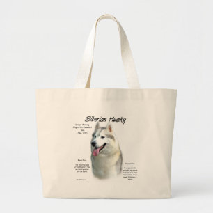 Siberian Husky History Design Large Tote Bag