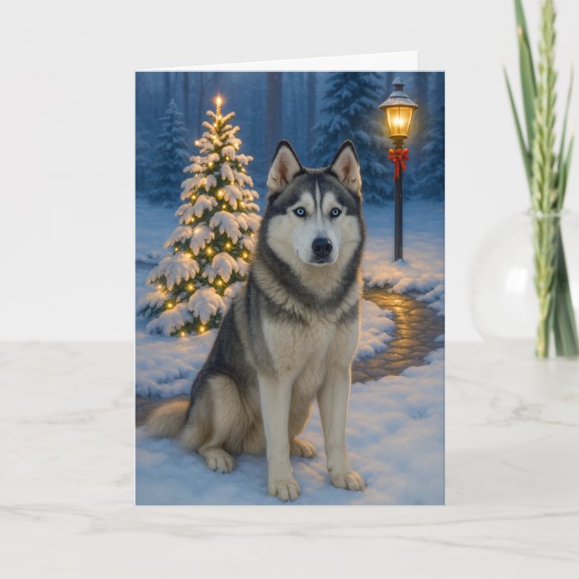 Siberian Husky Holiday Card (Front)