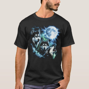 Siberian Husky Howling at the Moon – Night Sky Dog T-Shirt