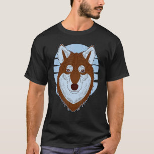 Siberian Husky Imprint Motif Dog Face Pet Artwork  T-Shirt