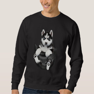 Siberian Husky In Pocket Puppy Sweatshirt