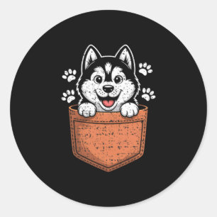 Siberian Husky In Your Front Cket Classic Round Sticker