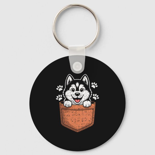 Siberian Husky In Your Front Cket  Key Ring (Front)