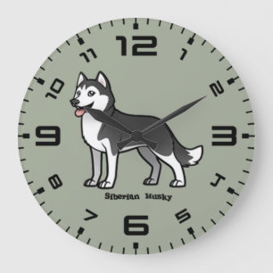 Siberian Husky Large Clock