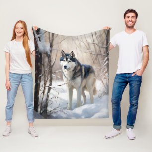 Siberian Husky Let It Snow Christmas Fleece Blanket