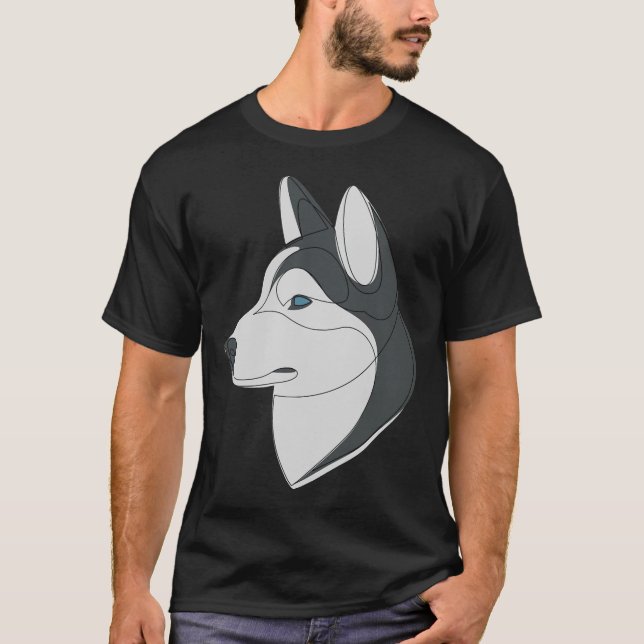 Siberian Husky  Linear Dog T-Shirt (Front)