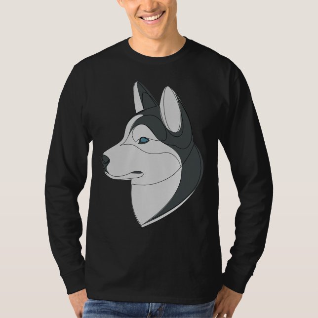 Siberian Husky  Linear Dog T-Shirt (Front)