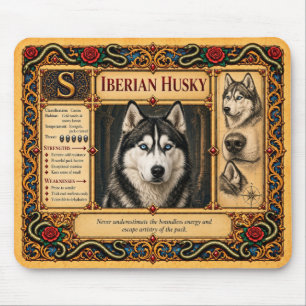 Siberian Husky, Mediaeval Bestiary Art Mouse Pad