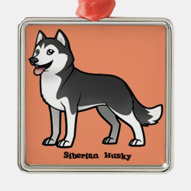 Siberian Husky Metal Tree Decoration (Front)