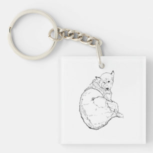 Siberian Husky, Minimalist Dog Illustration Key Ring