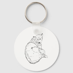 Siberian Husky, Minimalist Dog Illustration Key Ring