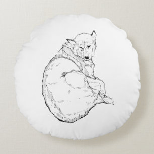 Siberian Husky, Minimalist Dog Illustration  Round Cushion