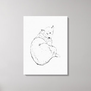 Siberian Husky, Minimalist Dog Illustration Wall Canvas Print