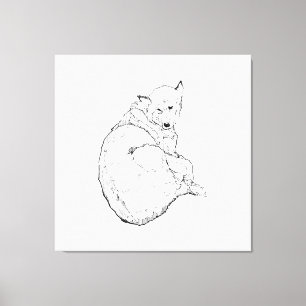 Siberian Husky, Minimalist Dog Illustration Wall Canvas Print