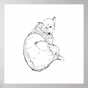 Siberian Husky, Minimalist Dog Illustration Wall Poster