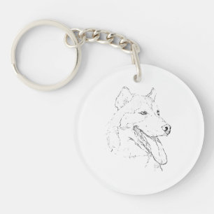 Siberian Husky – Minimalist Dog Line Drawing Key Ring