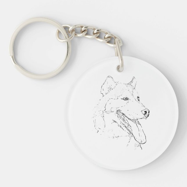 Siberian Husky – Minimalist Dog Line Drawing Key Ring (Front)