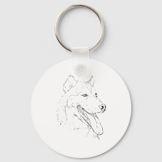 Siberian Husky – Minimalist Dog Line Drawing Key Ring (Front)