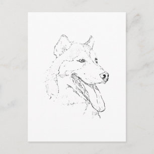 Siberian Husky – Minimalist Dog Line Drawing Postcard