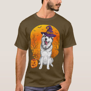 Siberian Husky Moon Halloween Witch Hat Dog Owner  T-Shirt