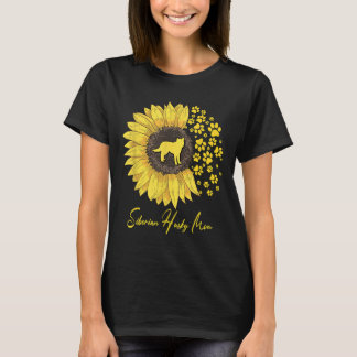 Siberian Husky Mum Sunflower Siberian Husky   Dog  T-Shirt