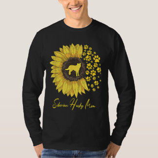 Siberian Husky Mum Sunflower Siberian Husky Dog T-Shirt