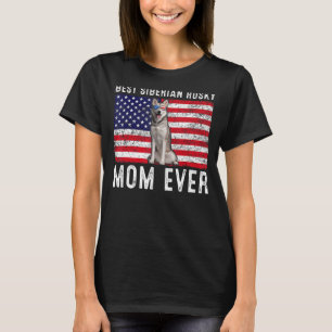 Siberian Husky Mum Usa American Flag Dog Owner T-Shirt