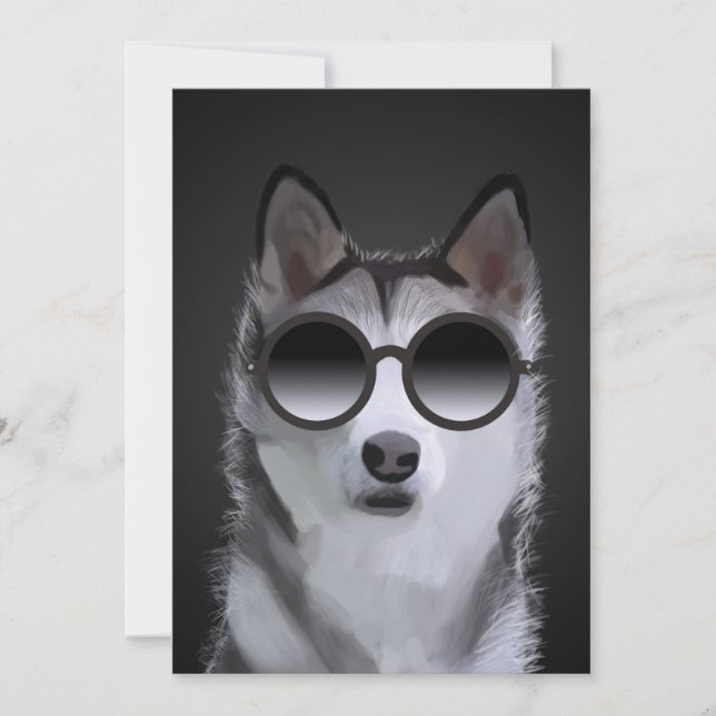 Siberian Husky Painting - Birthday Greeting Card  (Front)