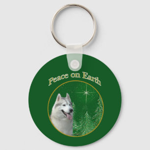 Siberian Husky Peace Key Ring