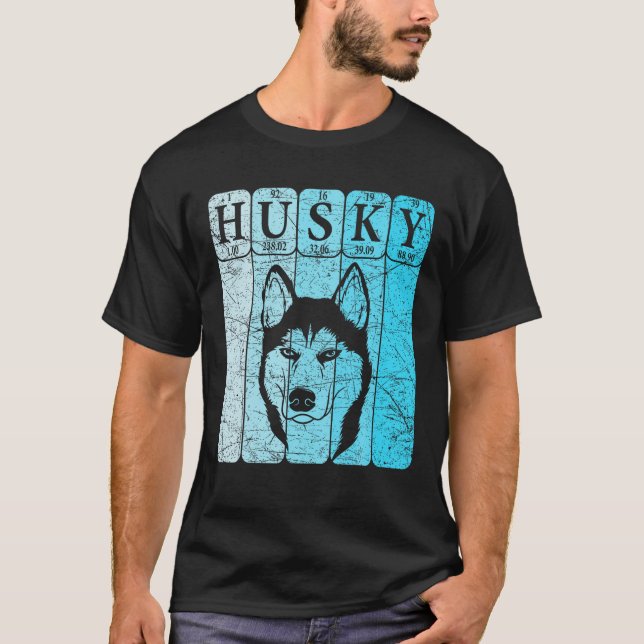 Siberian Husky Periodic Table Elements Husky Dog L T-Shirt (Front)