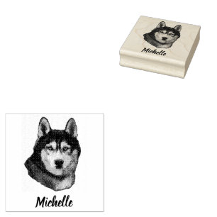 Siberian Husky Personalised Rubber Stamp
